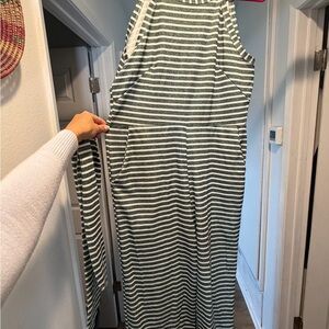 Green and White Striped Jumpsuit